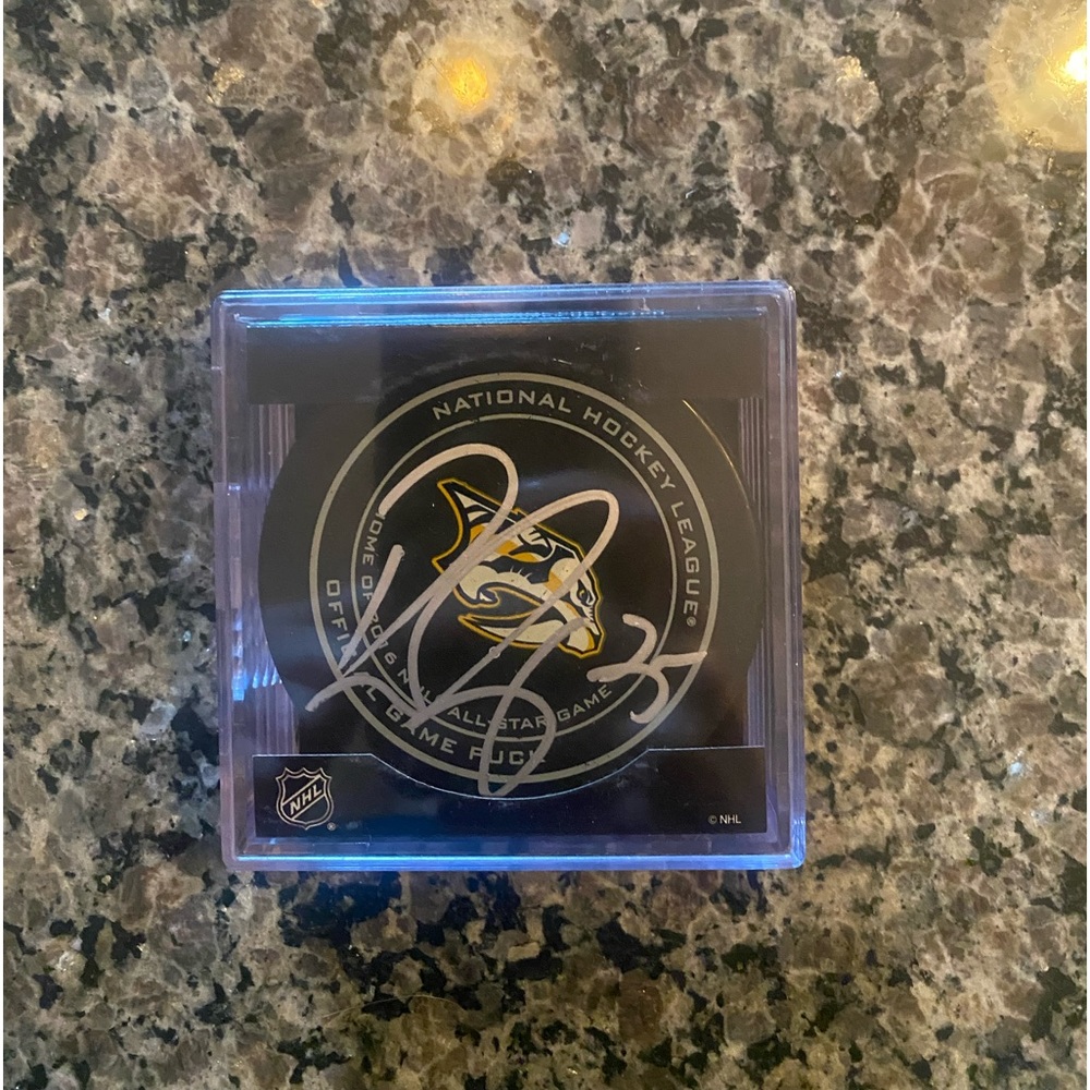 Autographed and sealed Pekka Rinne Game Puck